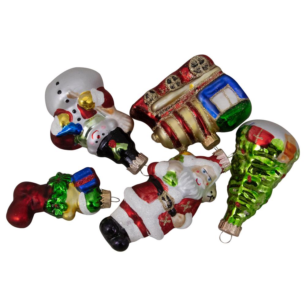 5ct Vibrantly Colored Festive Holiday Christmas Figurine Ornaments 3.5". Picture 1
