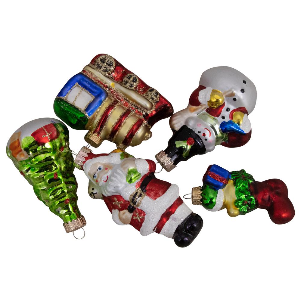 5ct Vibrantly Colored Festive Holiday Christmas Figurine Ornaments 3.5". Picture 3