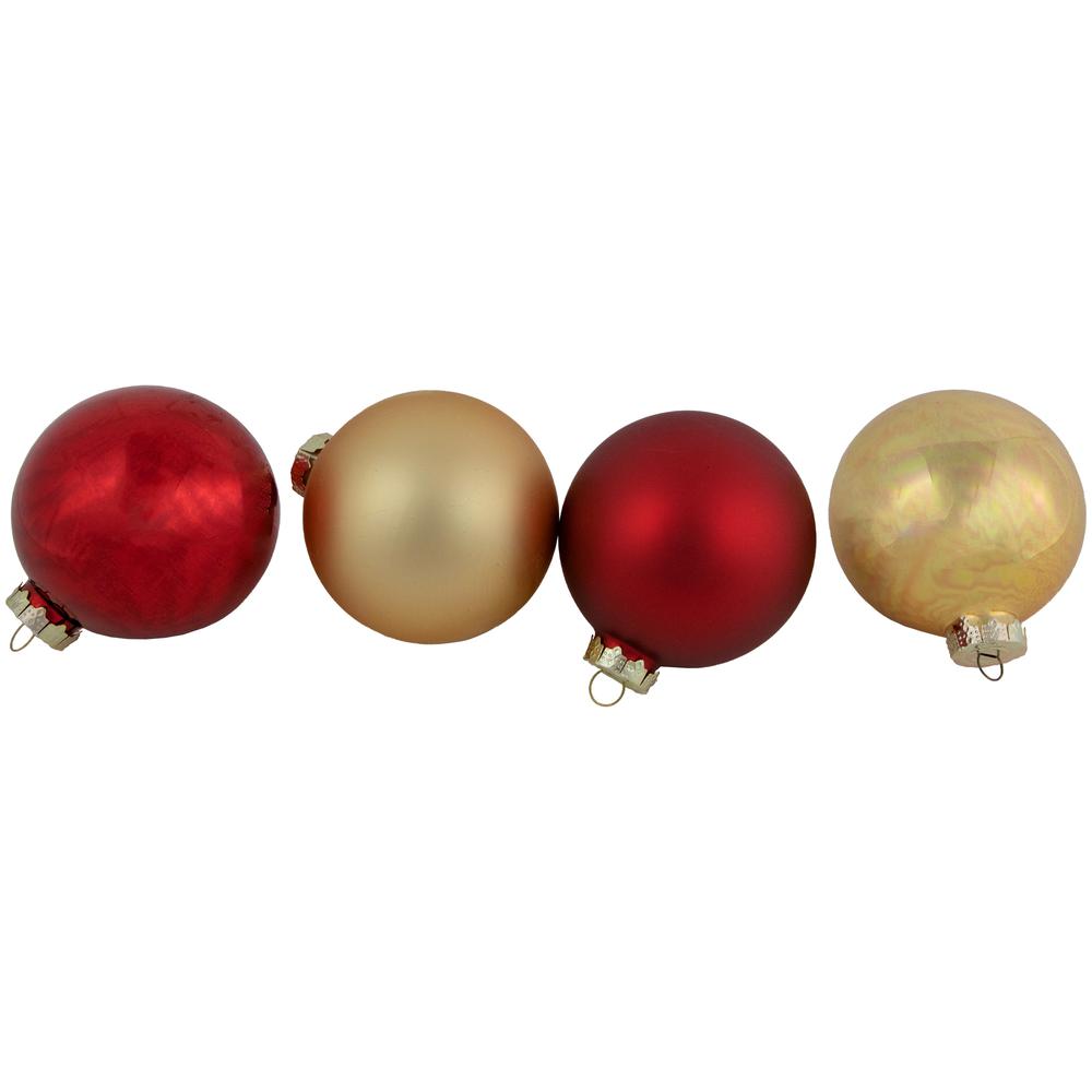 96ct Red and Gold 2-Finish Glass Ball Christmas Ornaments 3.25" (80mm). Picture 1
