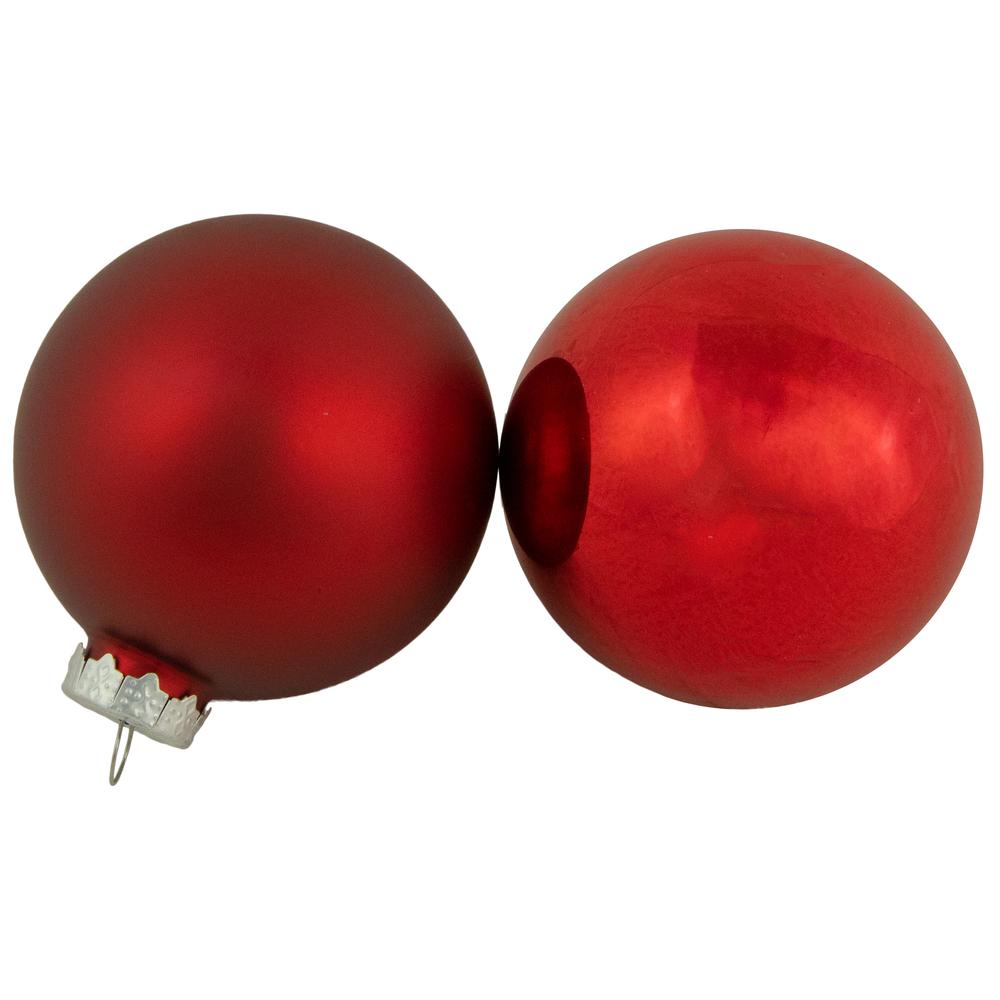 96ct Red and White 3-Finish Christmas Glass Ball Ornaments 3.25" (80mm). Picture 2