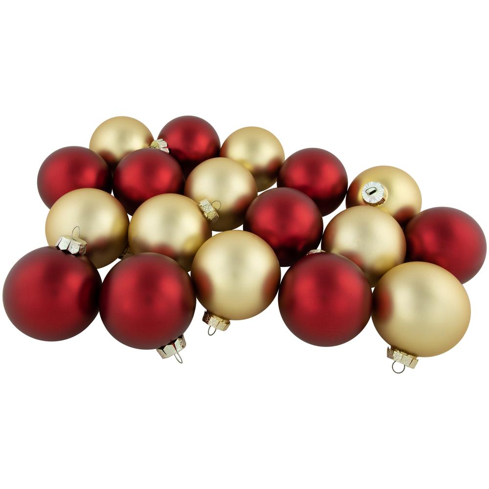 72ct Red and Gold Matte Glass Christmas Ball Ornaments 4" (100mm). Picture 1