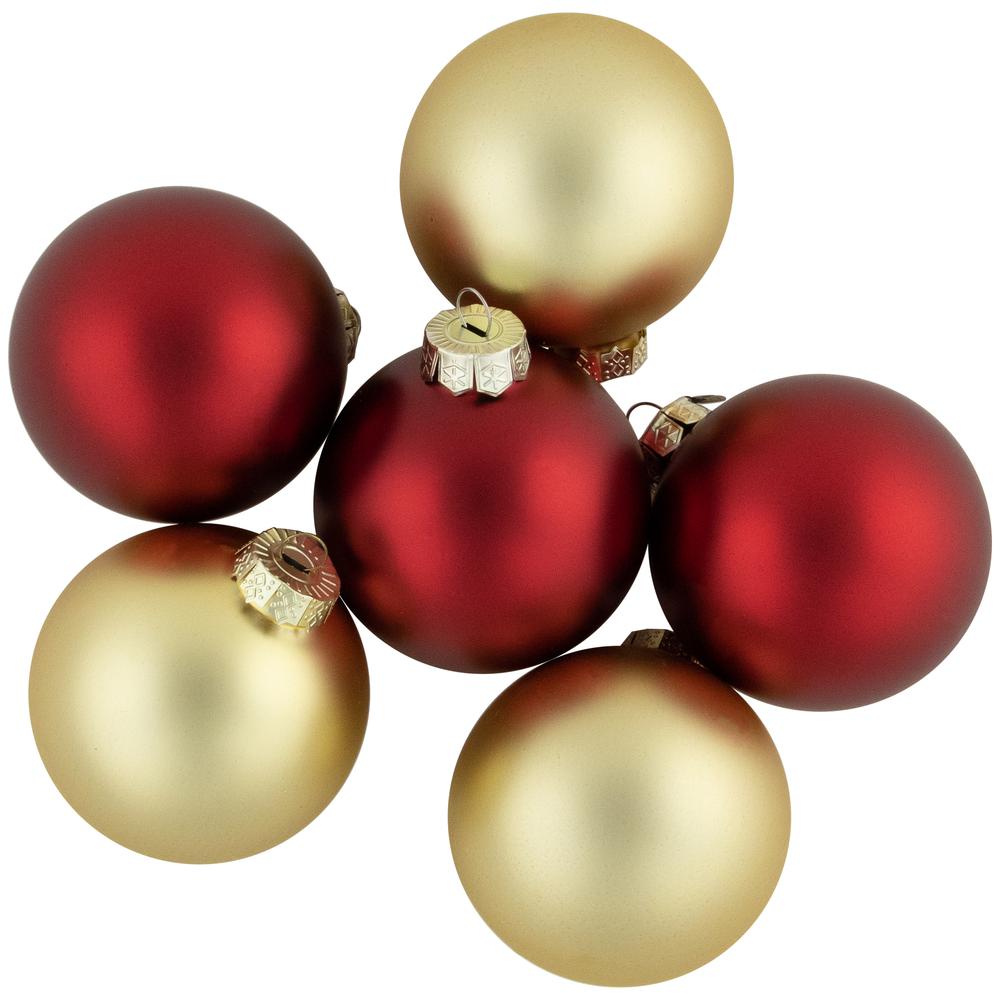 72ct Red and Gold Matte Glass Christmas Ball Ornaments 4" (100mm). Picture 3