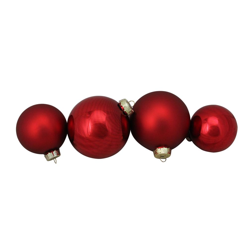 72ct Red 2-Finish Glass Christmas Ball Ornaments 4" (100mm). The main picture.