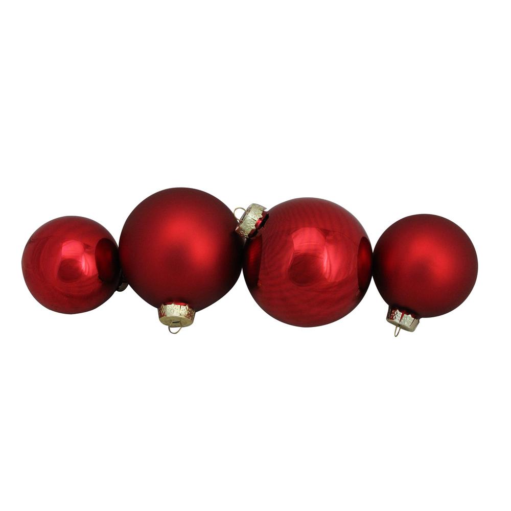 72ct Red 2-Finish Glass Christmas Ball Ornaments 4" (100mm). Picture 2