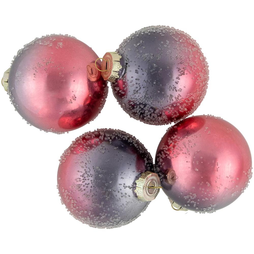 4ct Pink and Grey Ombre Hand Blown Glass Ball Christmas Ornaments 3.25". Picture 1