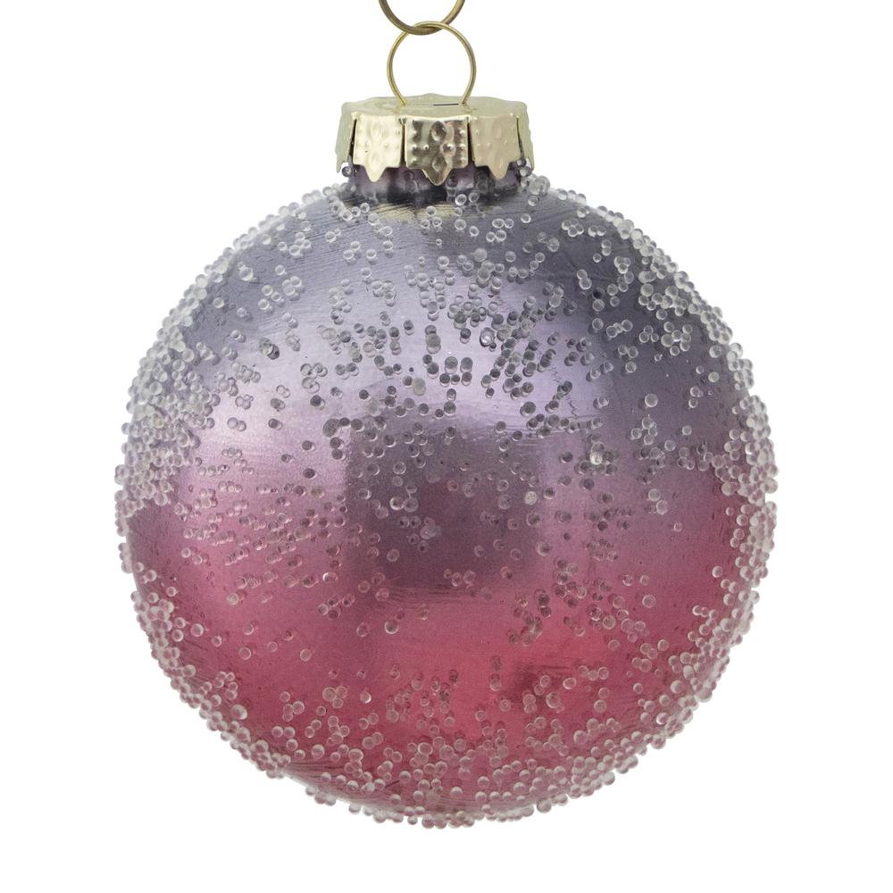 4ct Pink and Grey Ombre Hand Blown Glass Ball Christmas Ornaments 3.25". Picture 4