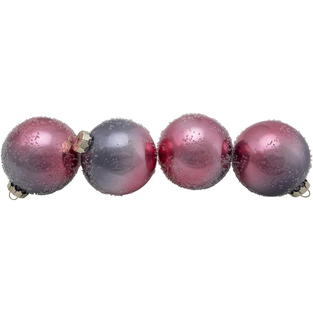 4ct Pink and Grey Ombre Hand Blown Glass Ball Christmas Ornaments 3.25". Picture 3