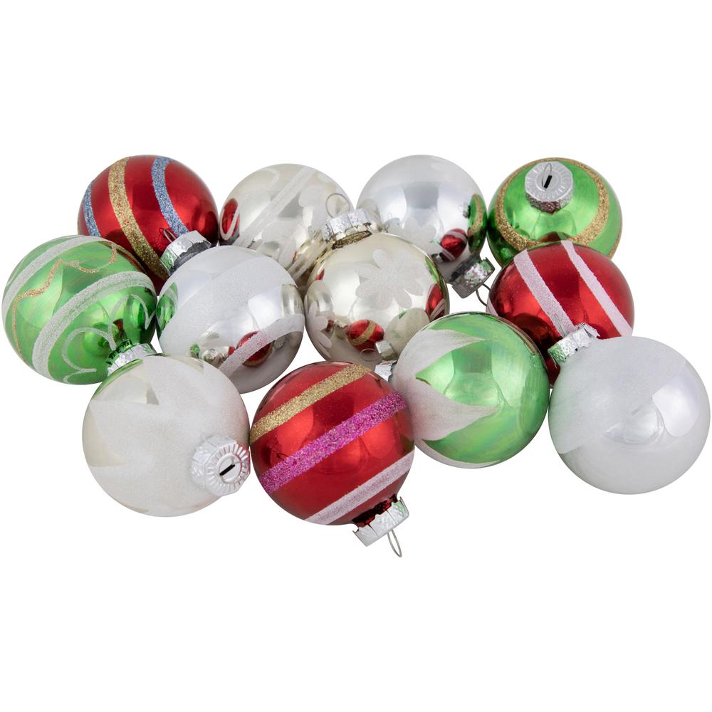 12ct Multi Color Vintage Design Glass Ball Christmas Ornaments 2.25" (55mm). Picture 3