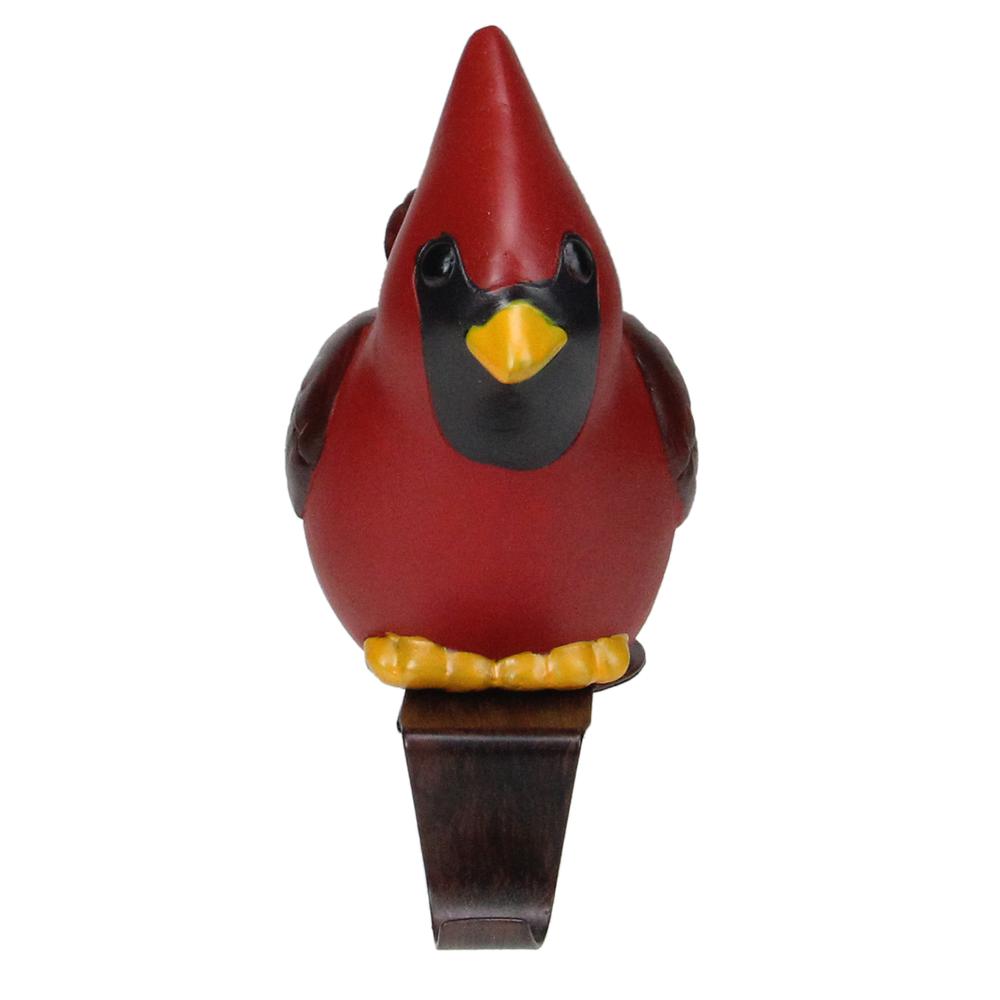 5.5" Red and Black Sitting Cardinal Bird Christmas Stocking Holder. Picture 2