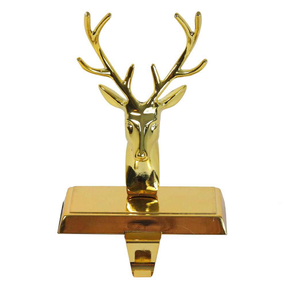 8"shiny Gold Metal Deer Christmas Stocking Holder". The main picture.