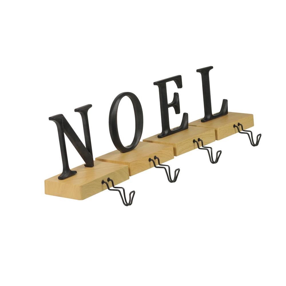 Set of 4 Brown and Black "NOEL" Christmas Stocking Holder 6". Picture 2