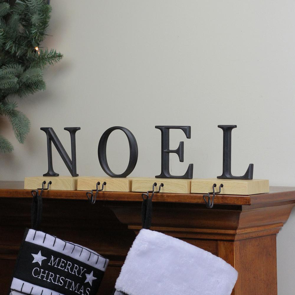 Set of 4 Brown and Black "NOEL" Christmas Stocking Holder 6". Picture 3