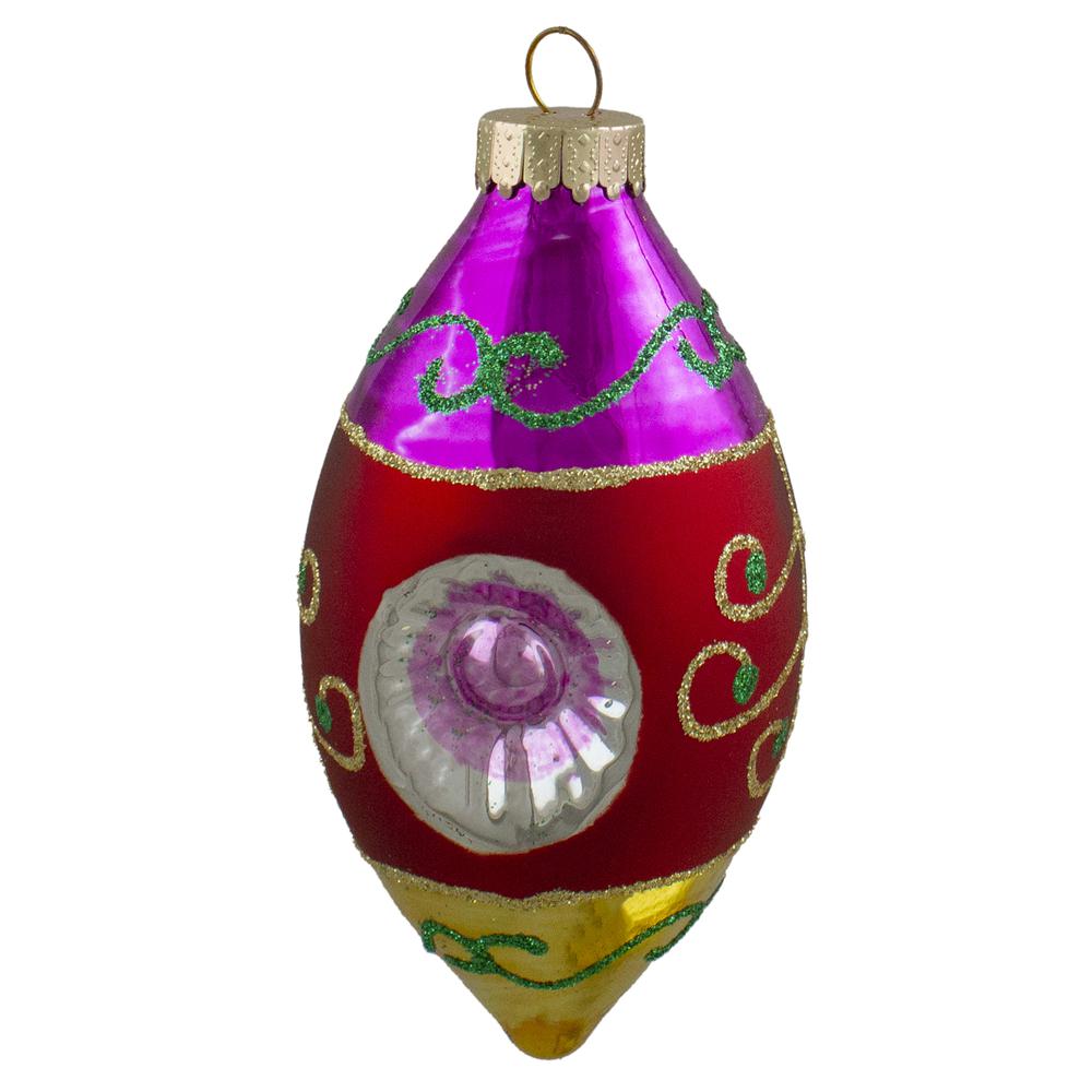 3ct Multi Color with Reflectors Glass Finial Christmas Ornament Set 4.25". Picture 3