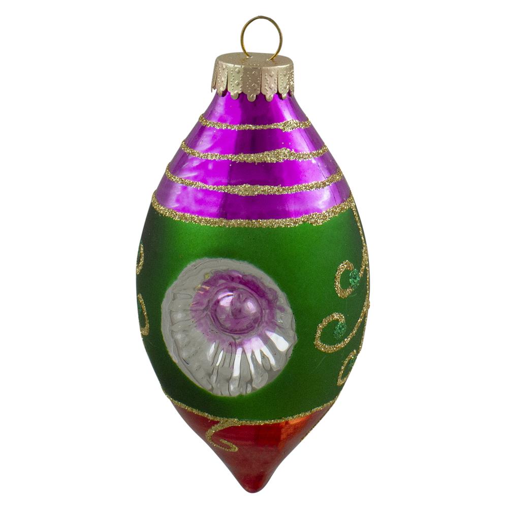 3ct Multi Color with Reflectors Glass Finial Christmas Ornament Set 4.25". Picture 4