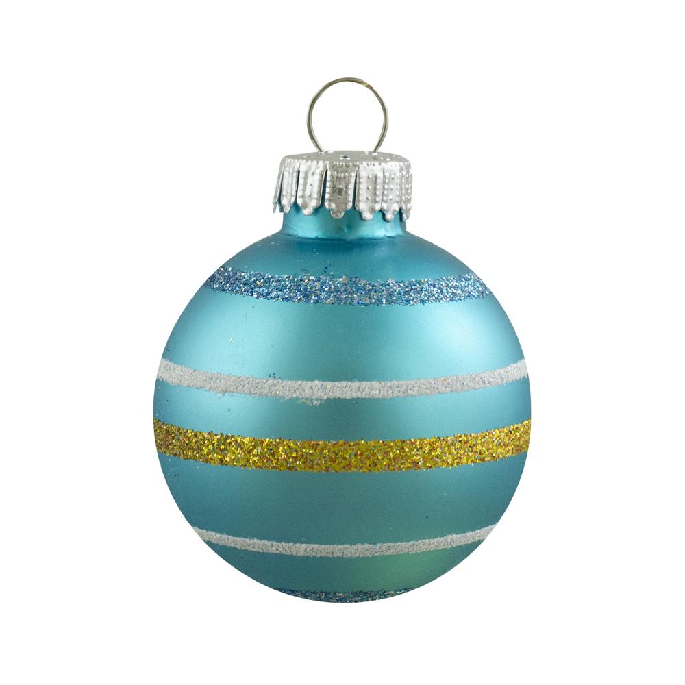 10ct Green and Blue Matte Glass Christmas Ball Ornaments 1.75" (45mm). Picture 3
