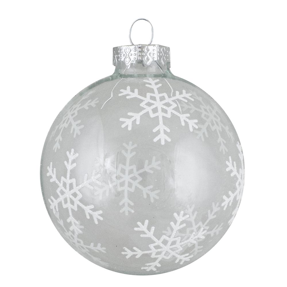 4 ct Gray and Clear Glass Ball Hanging Christmas Ornaments 3.25-Inch (80mm). Picture 4