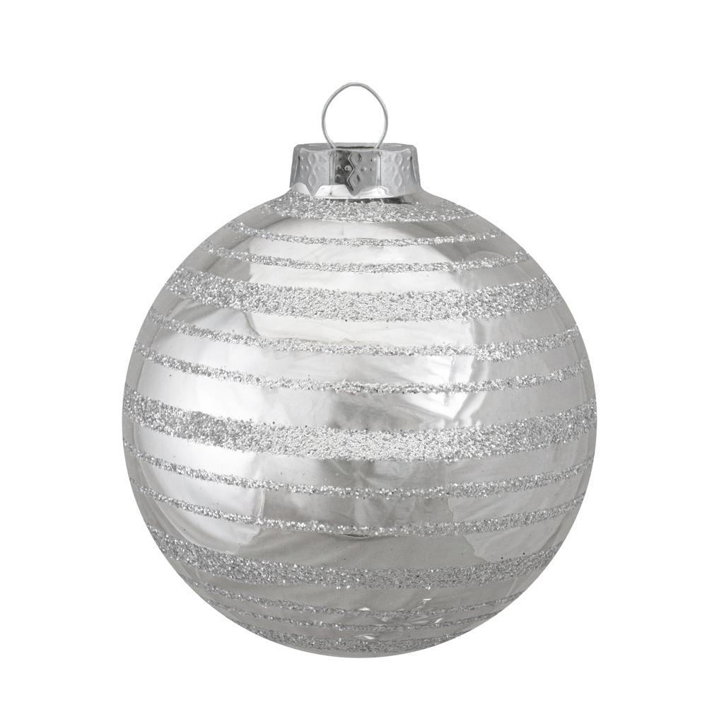 Set of 4 Silver Christmas Ball Ornaments 2.5" (67mm). Picture 2