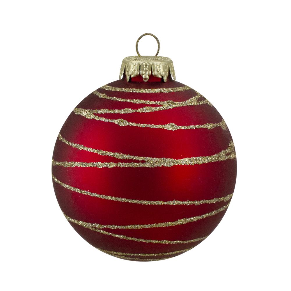 4ct  Glass Red and Green Matte Christmas Ball Ornaments 3.25-Inch (80mm). Picture 3