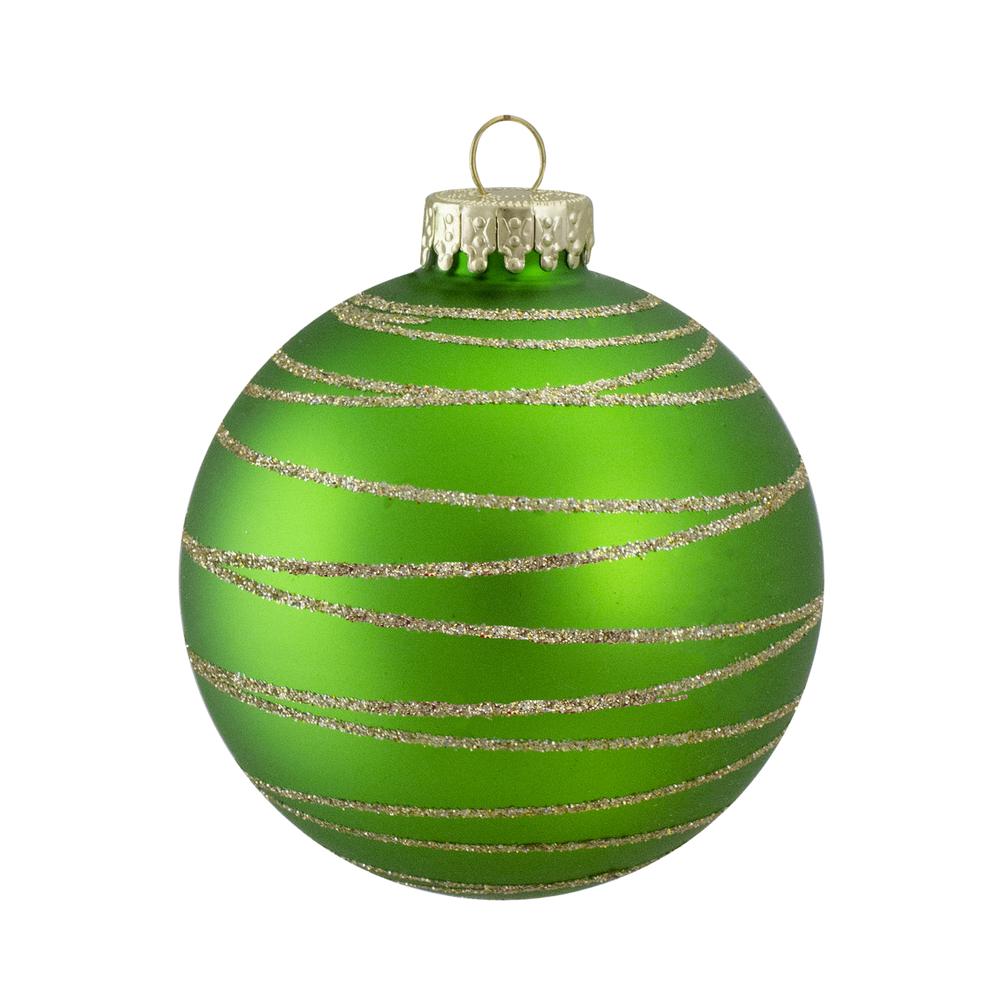 4ct  Glass Red and Green Matte Christmas Ball Ornaments 3.25-Inch (80mm). Picture 4