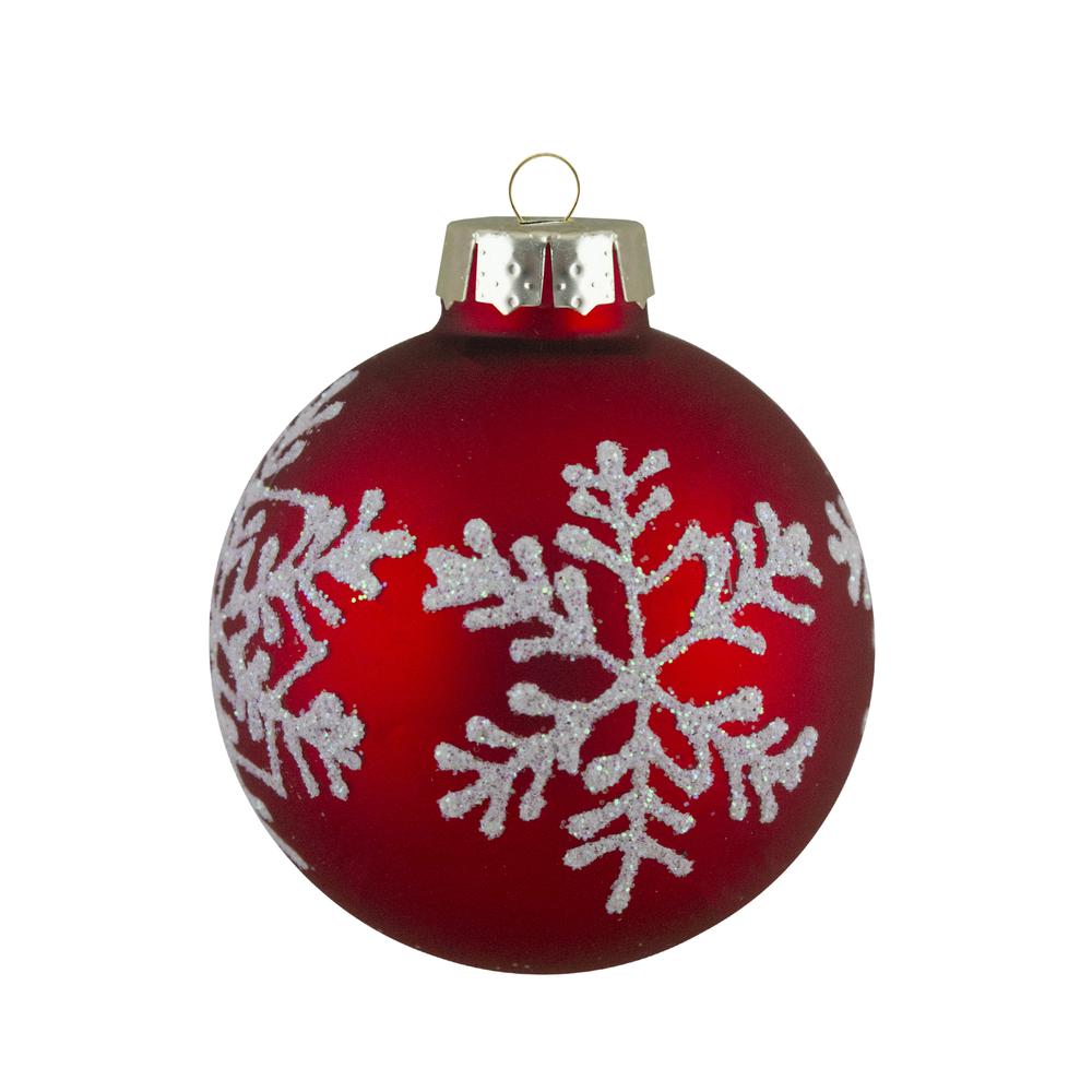 Set of 12 Red Glass Christmas Ornaments 1.75-Inch (45mm). Picture 3
