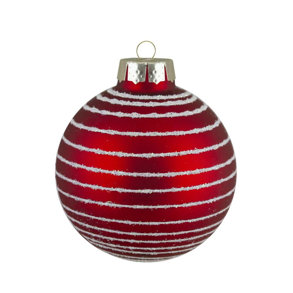 Set of 12 Red Glass Christmas Ornaments 1.75-Inch (45mm). Picture 4