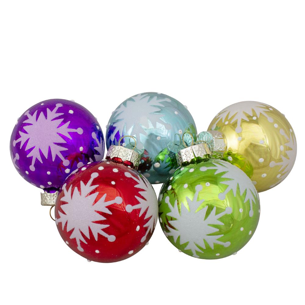 Set of 9 Assorted Glass Ball Hanging Christmas Ball Ornaments 2.25-Inch (57mm). Picture 2