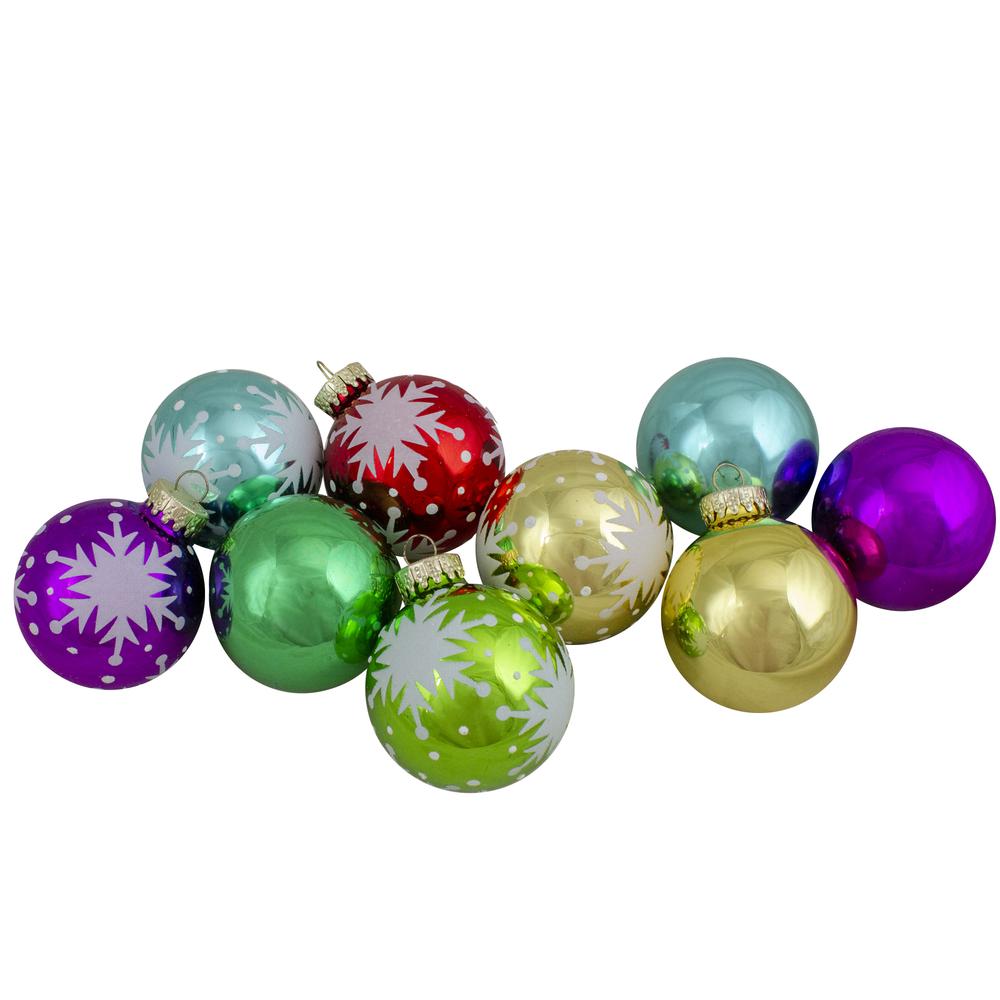 Set of 9 Assorted Glass Ball Hanging Christmas Ball Ornaments 2.25-Inch (57mm). Picture 1