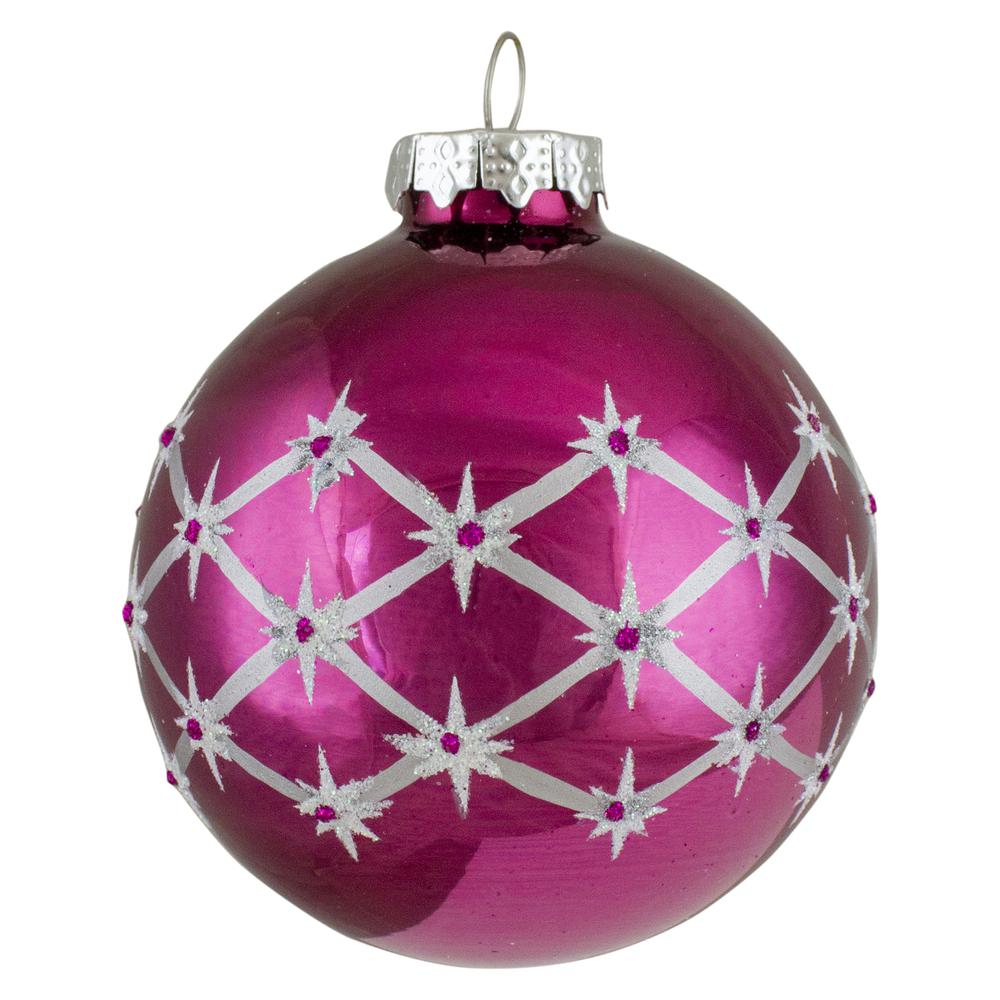 Set of 4 Pink Glass Ball Christmas Ornaments 3.25-Inch (80mm). Picture 2