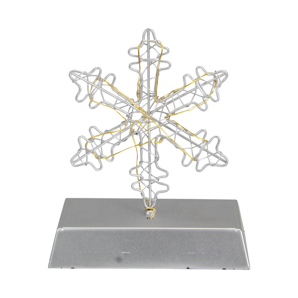 7.5" LED Lighted Silver Wired Snowflake Christmas Stocking Holder. Picture 5