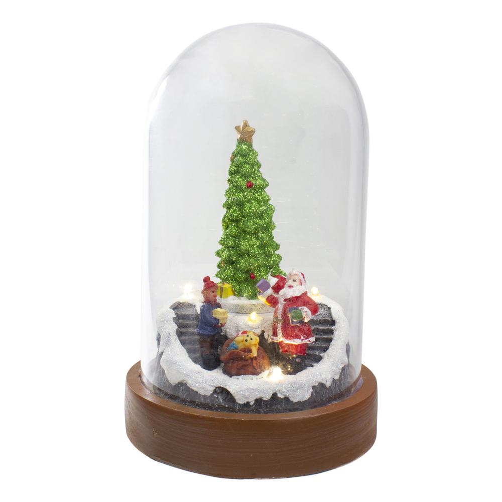 7" Lighted Santa and Christmas Tree Cloche Style Decoration. Picture 1