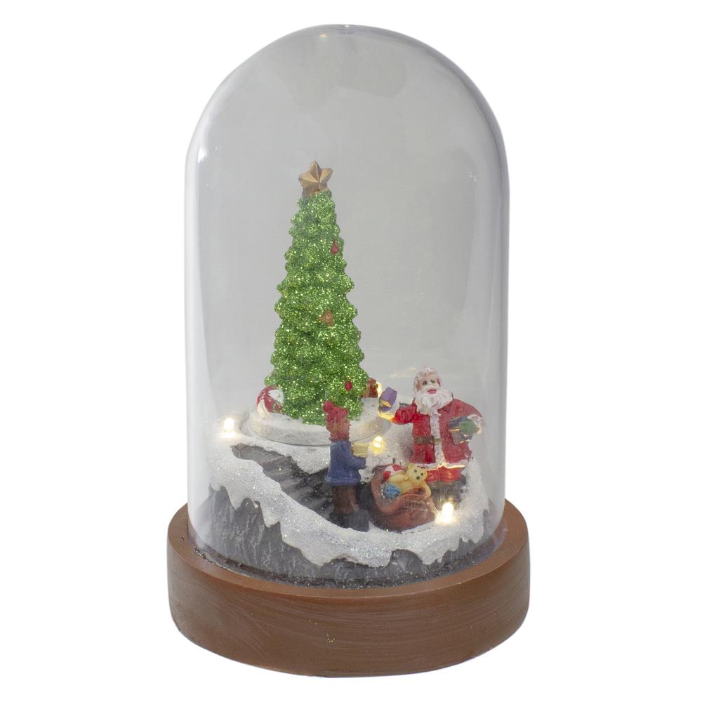 7" Lighted Santa and Christmas Tree Cloche Style Decoration. Picture 3