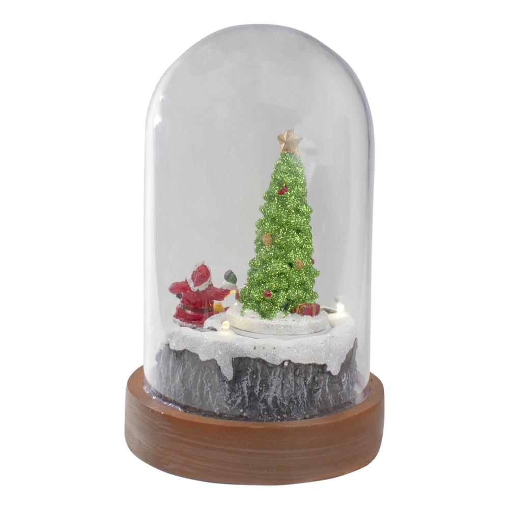 7" Lighted Santa and Christmas Tree Cloche Style Decoration. Picture 5