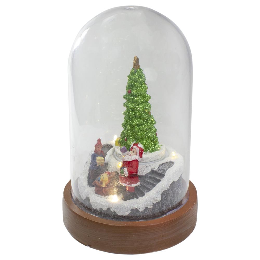 7" Lighted Santa and Christmas Tree Cloche Style Decoration. Picture 4