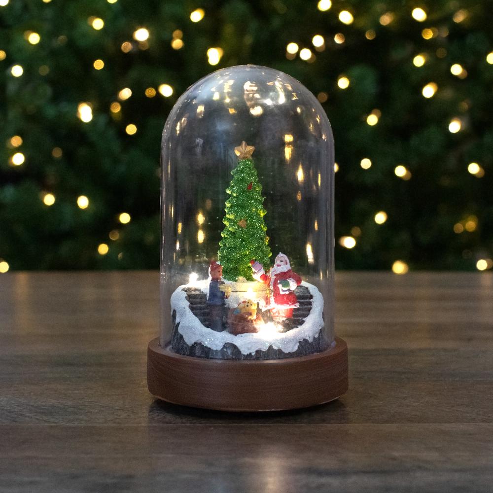 7" Lighted Santa and Christmas Tree Cloche Style Decoration. Picture 2