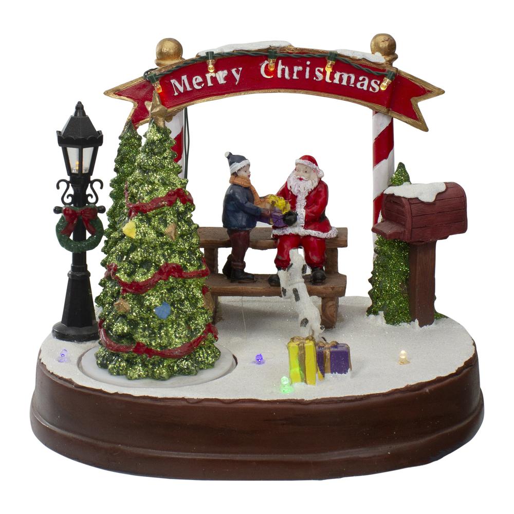 8" Lighted Winter Christmas Scene with Music and a Turning Tree. Picture 1