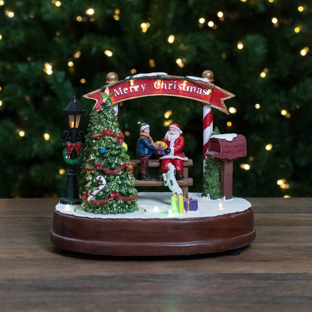 8" Lighted Winter Christmas Scene with Music and a Turning Tree. Picture 2