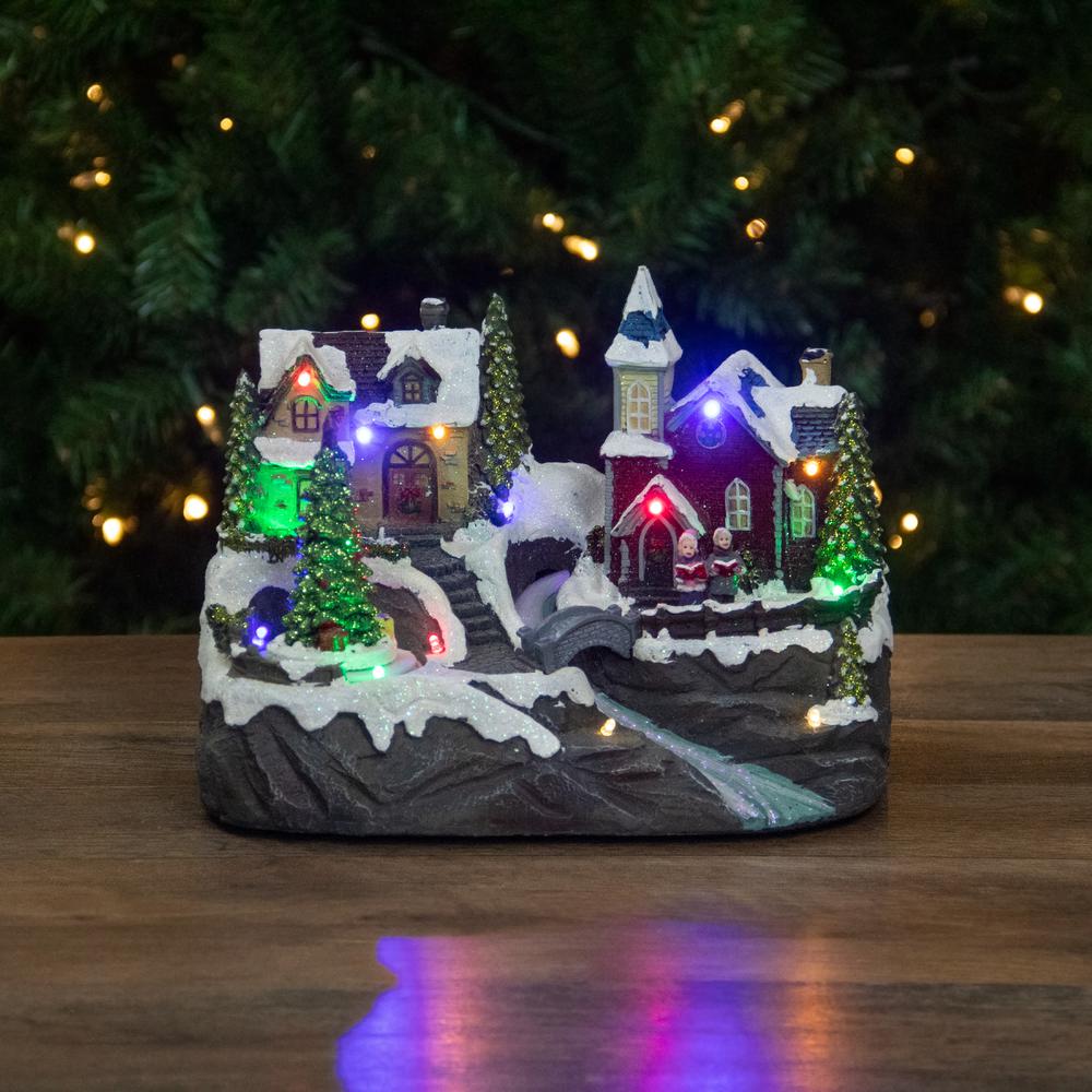 9" Lighted and Animated Christmas Village Scene with a Moving Christmas Tree. Picture 2