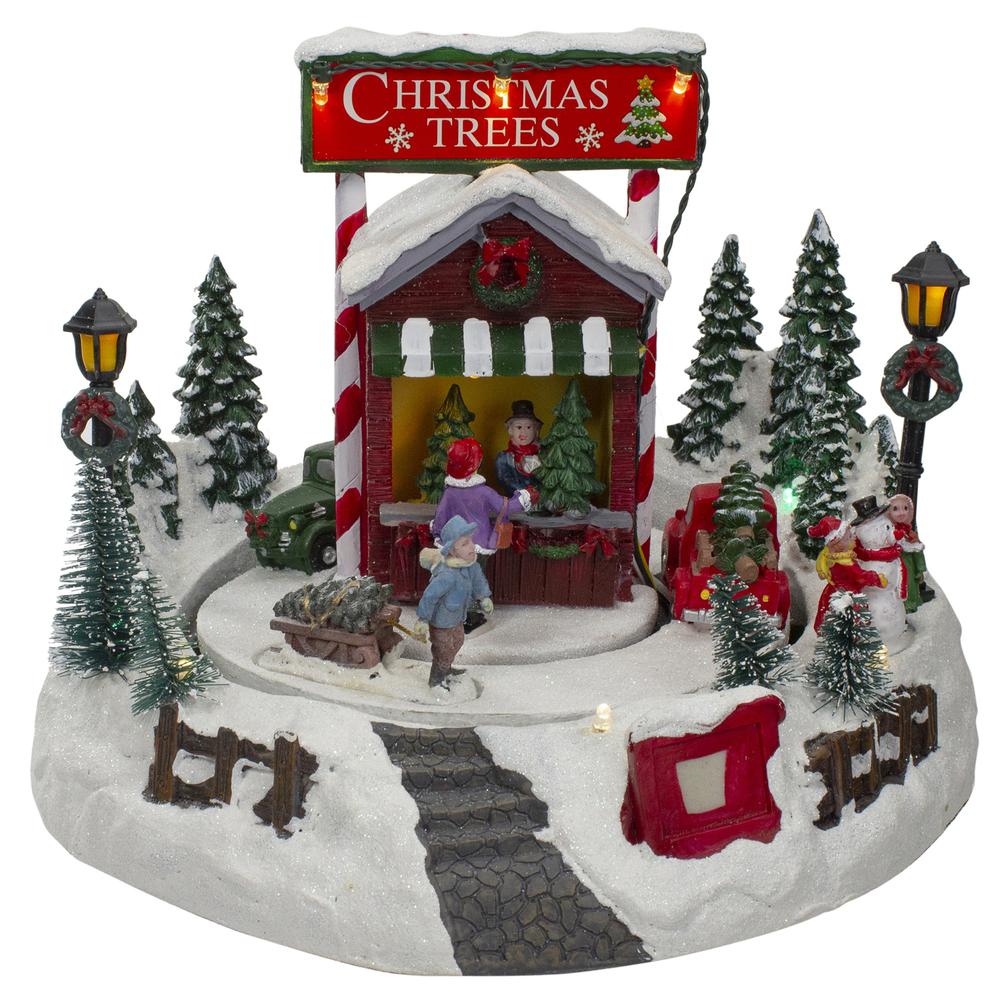 9" Lighted and Animated Christmas Tree Farm Winter Scene with Moving Cars. The main picture.
