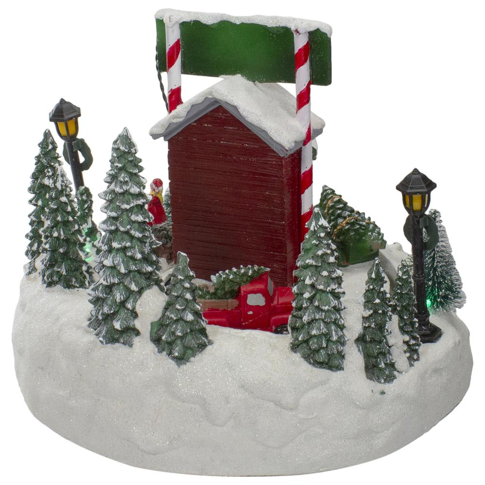9" Lighted and Animated Christmas Tree Farm Winter Scene with Moving Cars. Picture 5