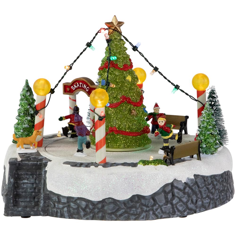 9" Animated and Musical Ice Skaters Christmas Scene LED Lighted Village Display. Picture 2