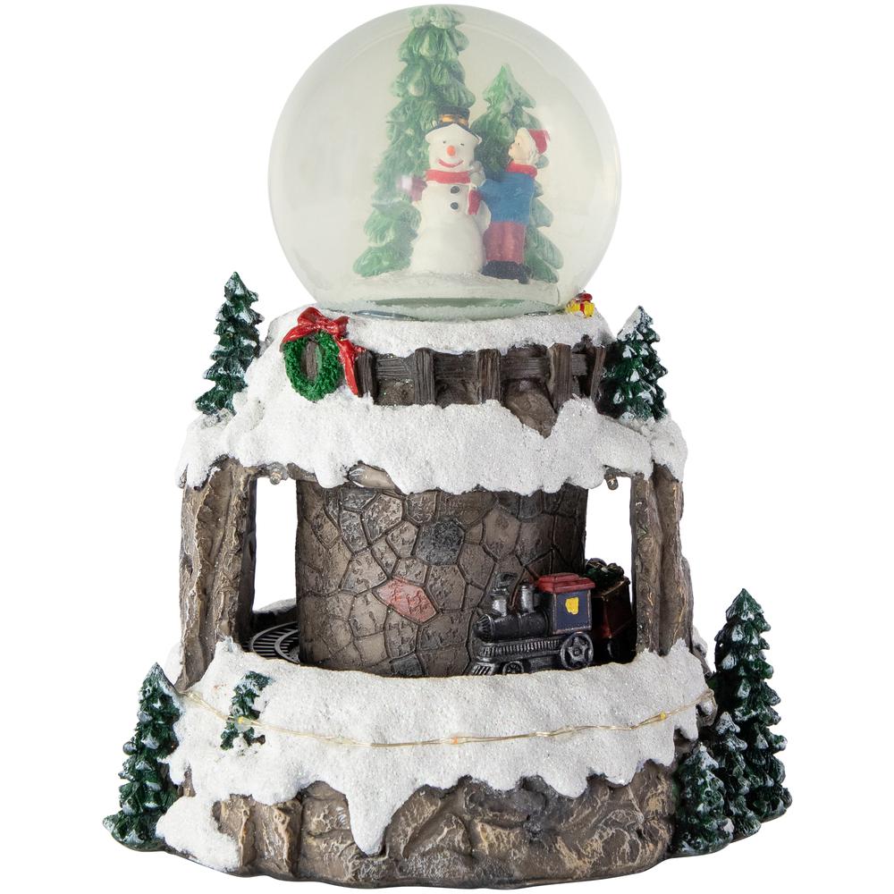 9.25" LED Lighted Animated and Musical Christmas Snowman Snow Globe. Picture 1