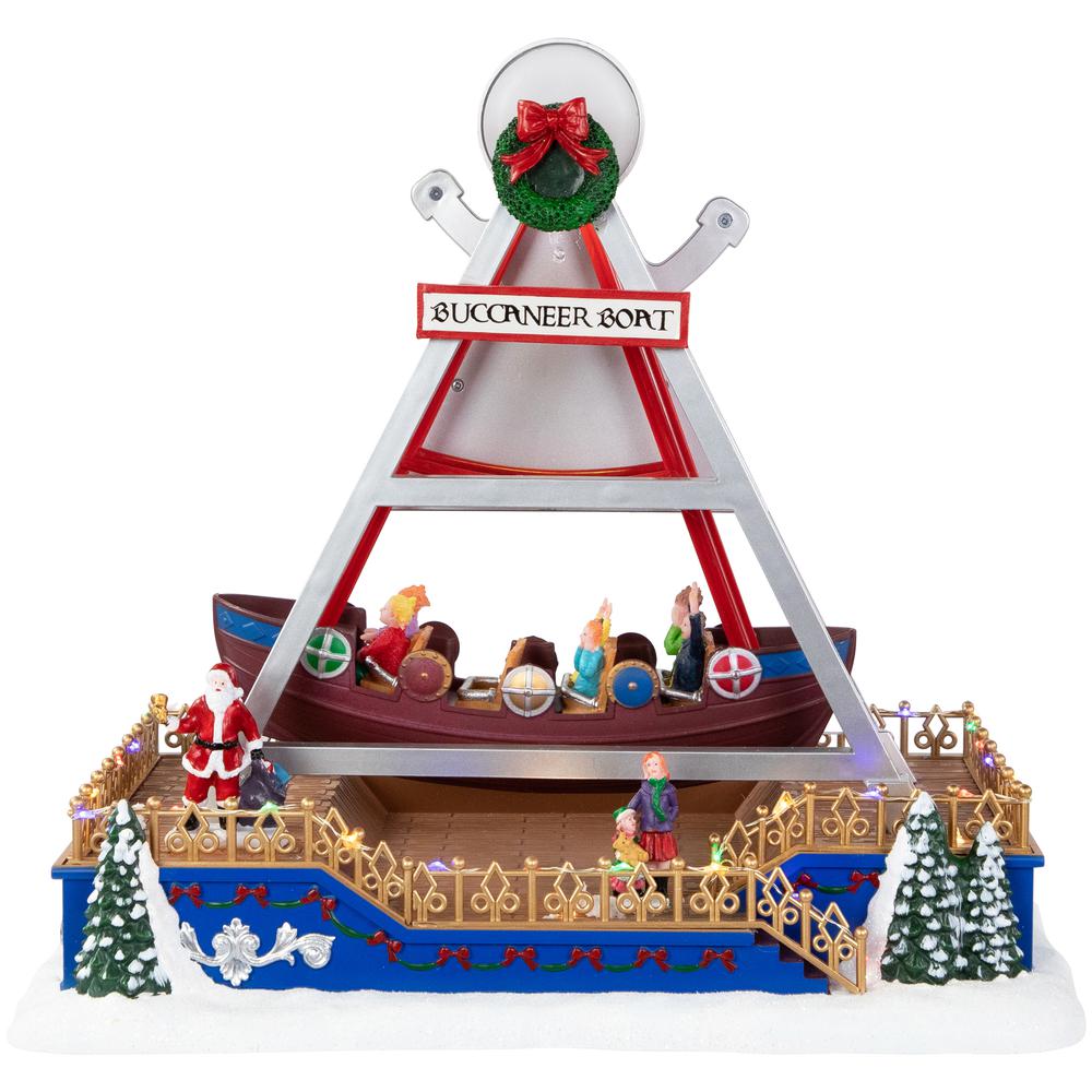 13" Animated and Musical Carnival Buccaneer Ride LED Christmas Village Display. Picture 1