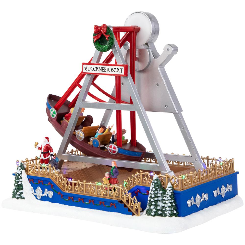 13" Animated and Musical Carnival Buccaneer Ride LED Christmas Village Display. Picture 2
