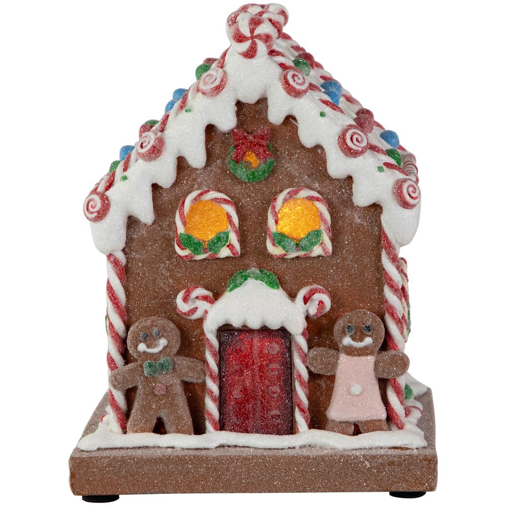 7.5" Pre-Lit LED Gingerbread Candy House Christmas Decoration. Picture 1