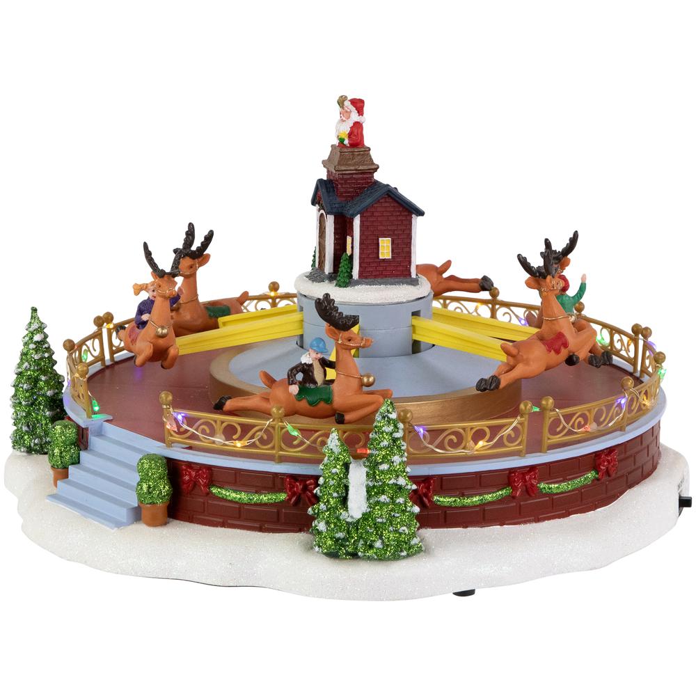 12" Animated and Musical Rockin' Reindeer Ride LED Christmas Village Display. Picture 2