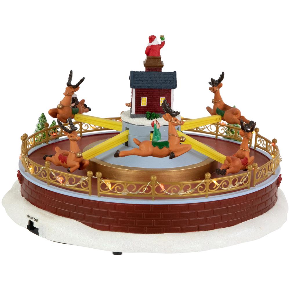 12" Animated and Musical Rockin' Reindeer Ride LED Christmas Village Display. Picture 4