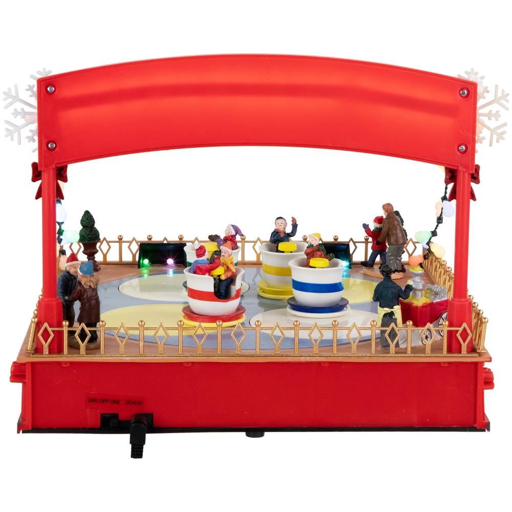 10.75" Animated and Musical Winter Carnival Teacup Ride Christmas Village. Picture 4