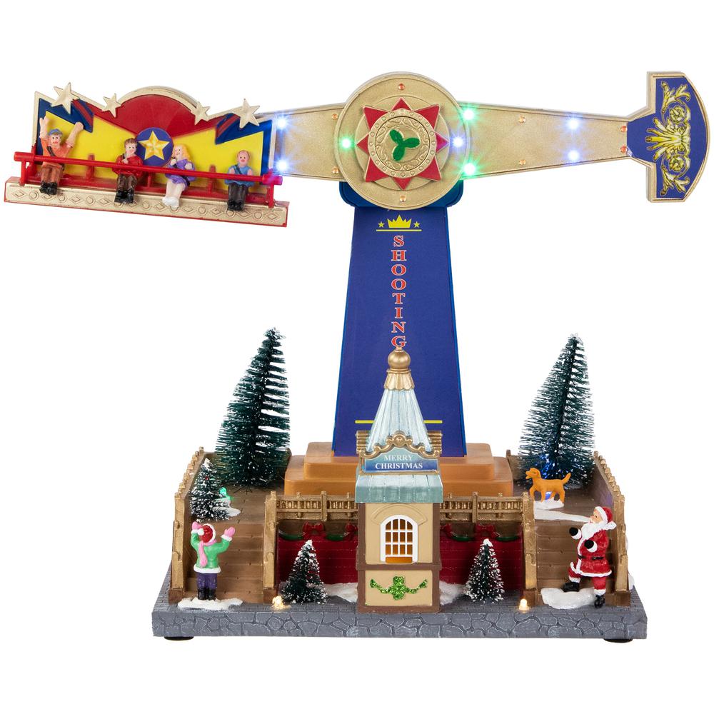 16" LED Animated and Musical Shooting Star Carnival Ride Christmas Village. Picture 2