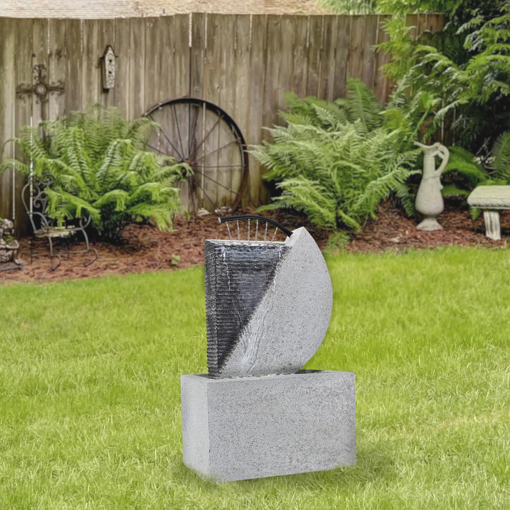 20" Gray Modern Style Rainfall Outdoor Water Fountain. Picture 2