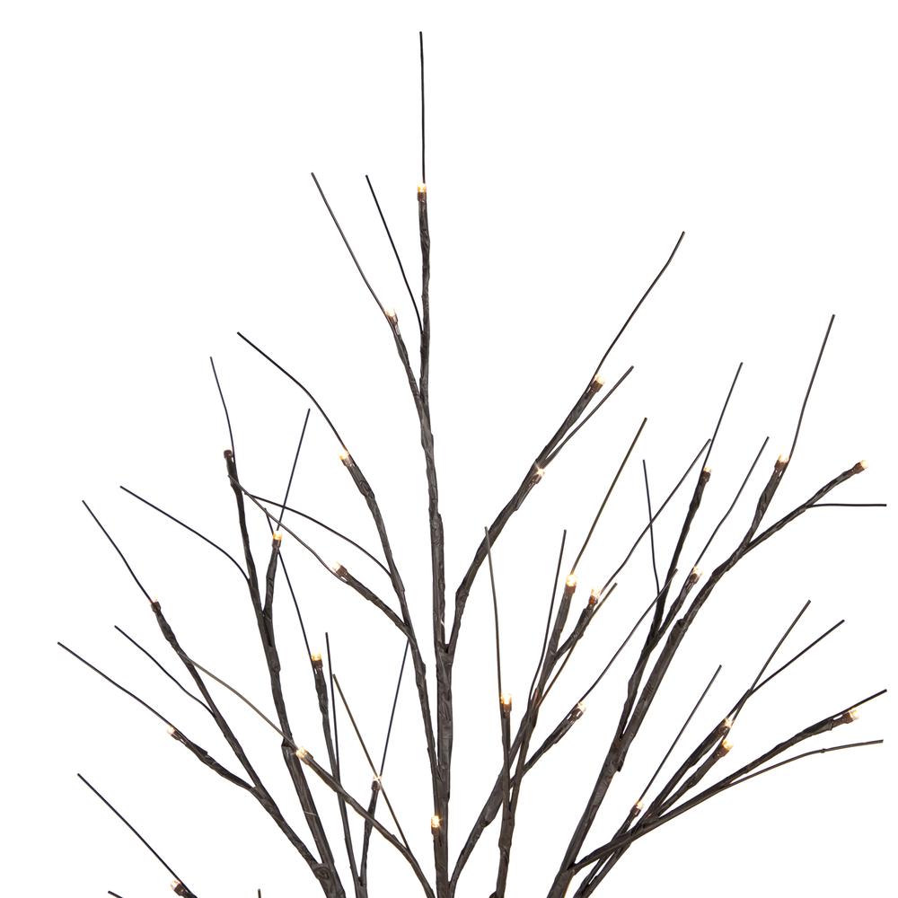 4' LED Lighted Black Christmas Twig Tree - Warm White Lights. Picture 3
